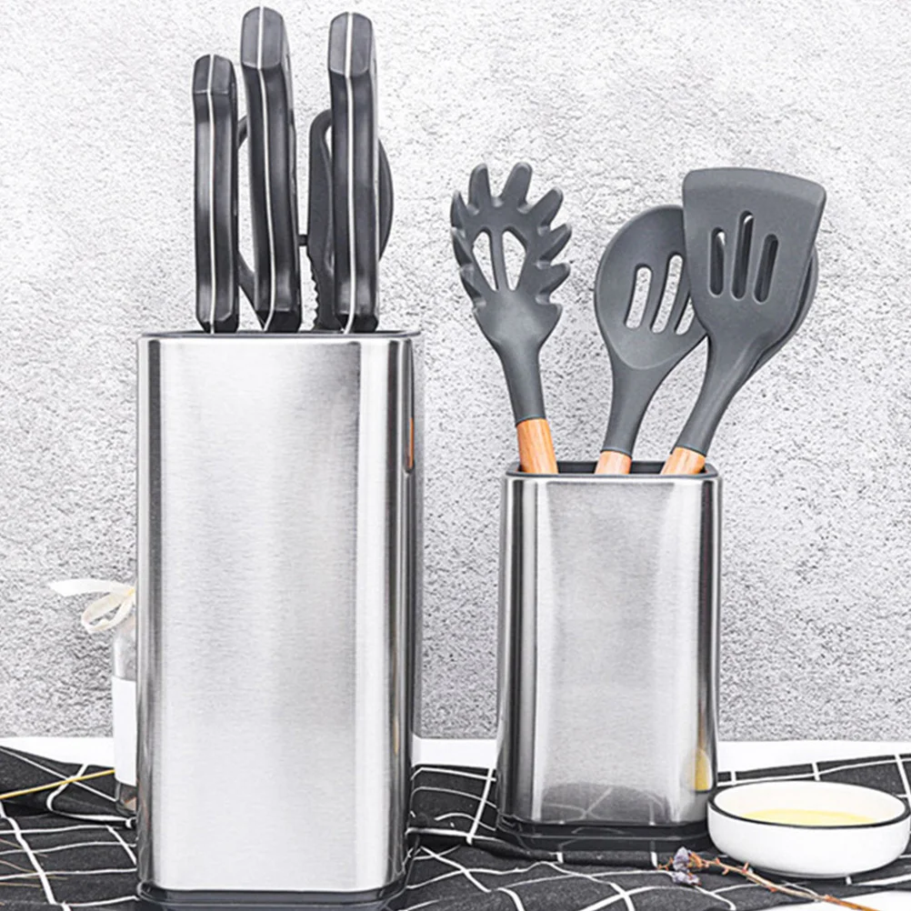 

Stainless Steel Knife Holder Large Capacity Kitchen Storage Rack Cutters Organizer Air-Permeable Washable Kitchenware Container