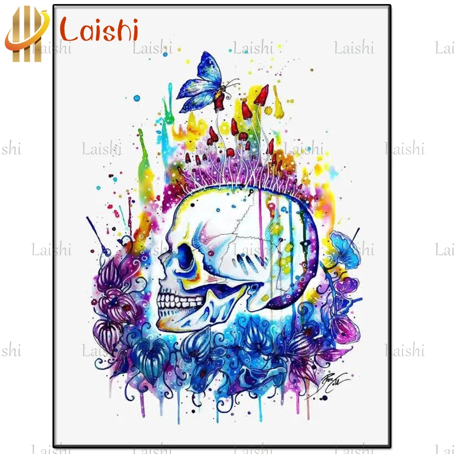 

Embroidery Doodle skull, butterfly diamond rhinestone painting cross stitch diamond mosaic sale new arrival full display picture