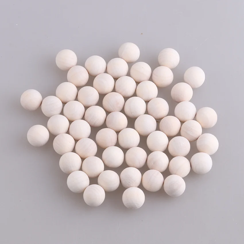 NANA No-Hole 8-40mm DIY Natural Ball Round Spacer Wood Beads For Jewelry Making Handmade Accessories Eco-Friendl Lead-Free