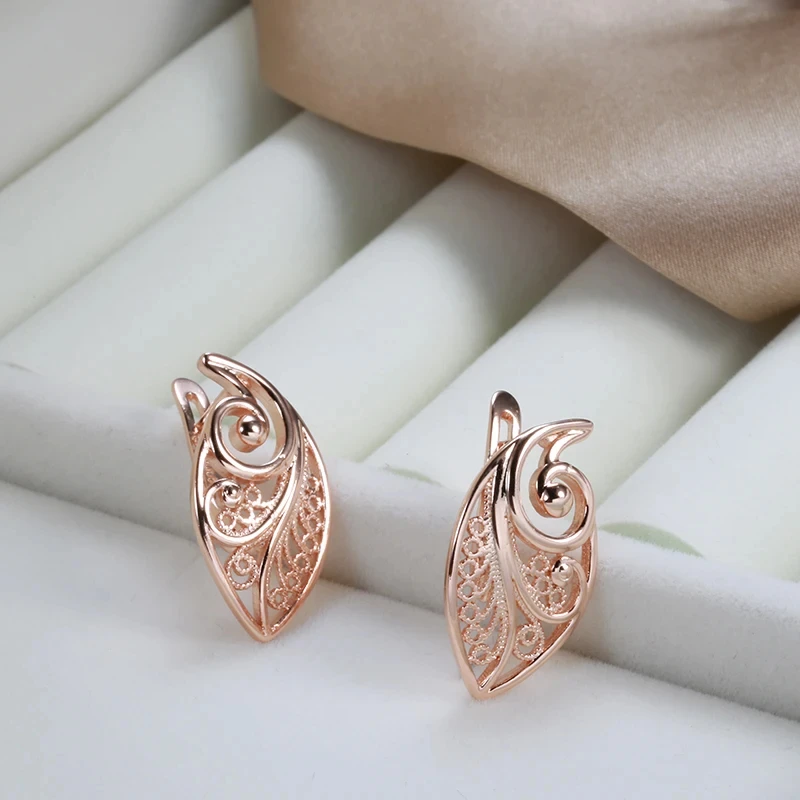 Wbmqda Trend 585 Rose Gold Color Glossy Dangle Earring For Women High Quality Daily Matching Fine Jewelry Accessories