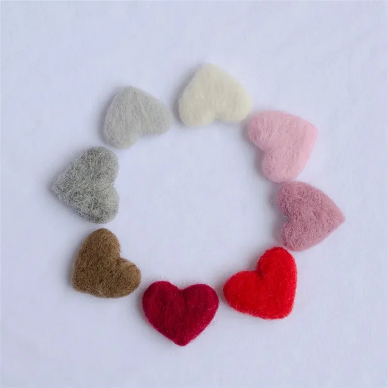 5pcs/pack Soft Wool Felt Heart Newborn Photography Props Adorable Solid Color Handmade DIY Studio Baby Photo Shoot Accessories