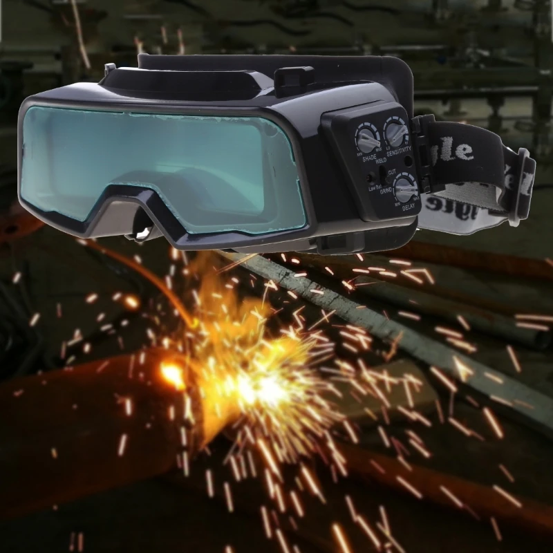 Gafas protectoras para soldador, máscara, casco, gafas soldador con oscurecimiento automático, lentes interiores amplio rango