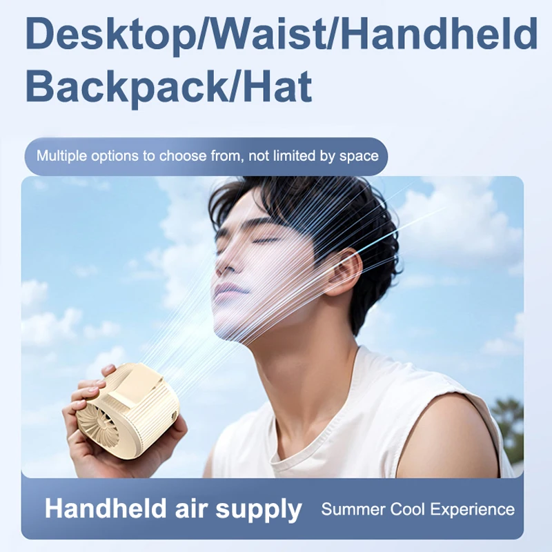 مراوح تبريد صغيرة محمولة يمكن ارتداؤها في الهواء الطلق، مشبك خصر شخصي، مبرد هواء معلق USB قابل لإعادة الشحن للرياضة والجري