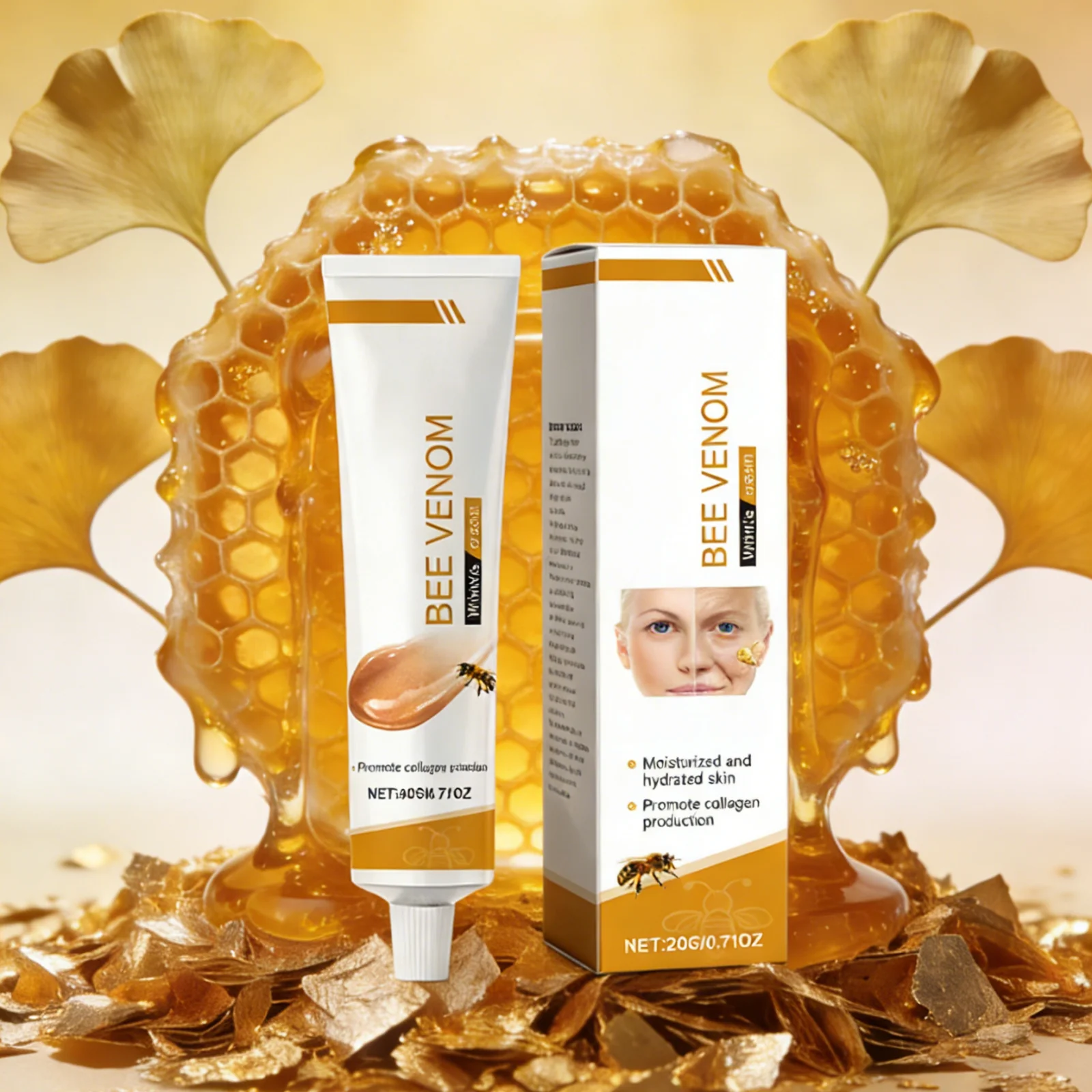 ​Bee Venom Wrinkle Removal Cream Anti Sagging Antioxidant Moisturizing Facial Lifting Tighten Skin Care Bee Venom Face Cream 20g