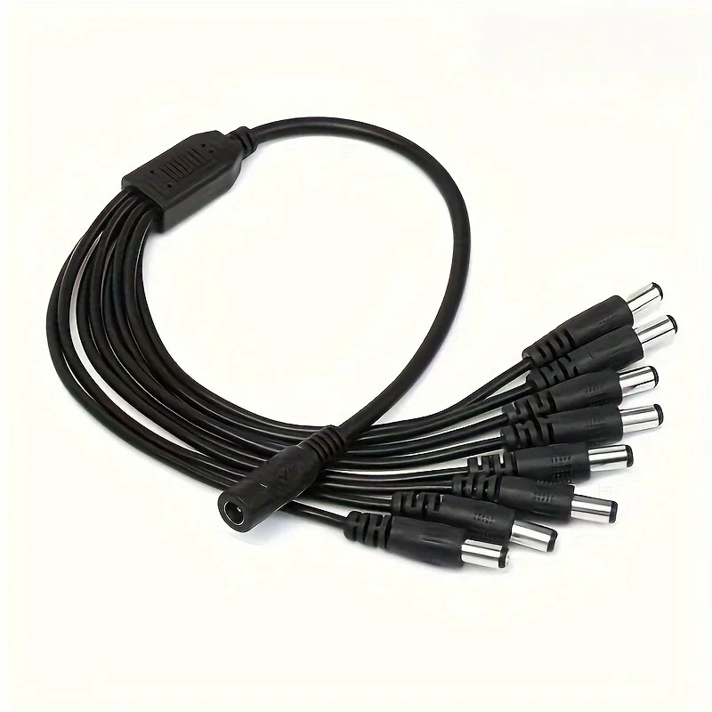 DC Power Splitter Cable 1 Female to 2/4/8 Male Y-Shaped Adapter with 12V Output 5.5mm x 2.1mm Connector for Cameras