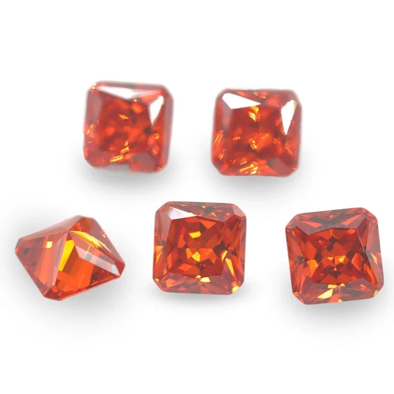 

Orange Square Octangle Shape 3x3~20x20mm 5A Loose Cubic Zirconia CZ Stone For bracelets women High Quality