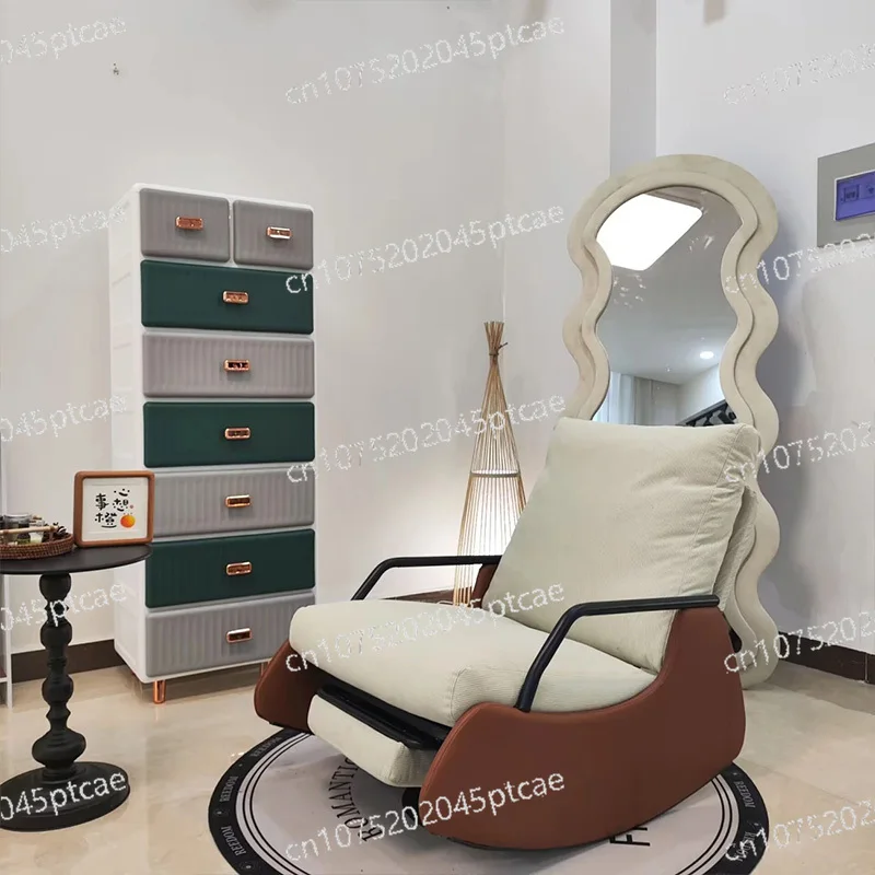 For Home Lunch Break Seat Folding Reclining Chair Adults Lazy Sofa Office Comfortable Nap Chair Balcony Household Rocking Chair