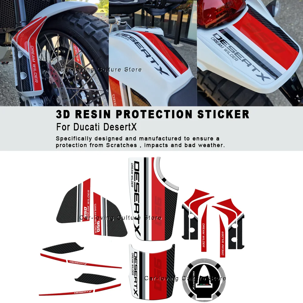 

2023 DesertX Tank Pad Motorcycle 3D Gel Epoxy Resin Sticker Tank Pad Protection Kit For Ducati DesertX Desert X 2022