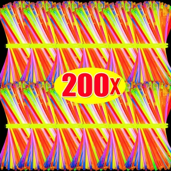 파티 형광 글로우 스틱 다채로운 빛나는 스틱 DIY 팔찌 목걸이 어두운 스틱에 네온 글로우 생일 장식 용품