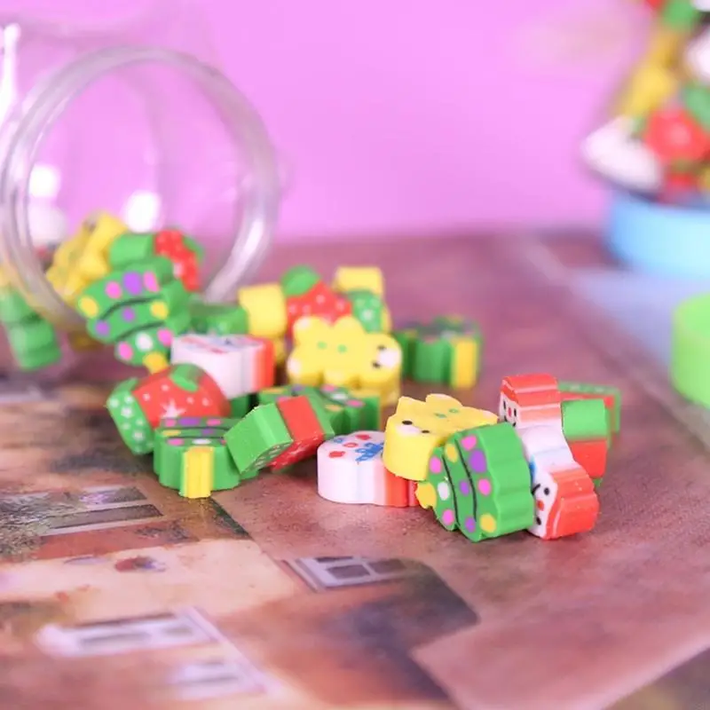 W89C 26pcs Neuheit Weihnachtsgummi Mini -Gummi -Radiergummi -Eraser Weihnachtsbaumdekorationen für Zuhause