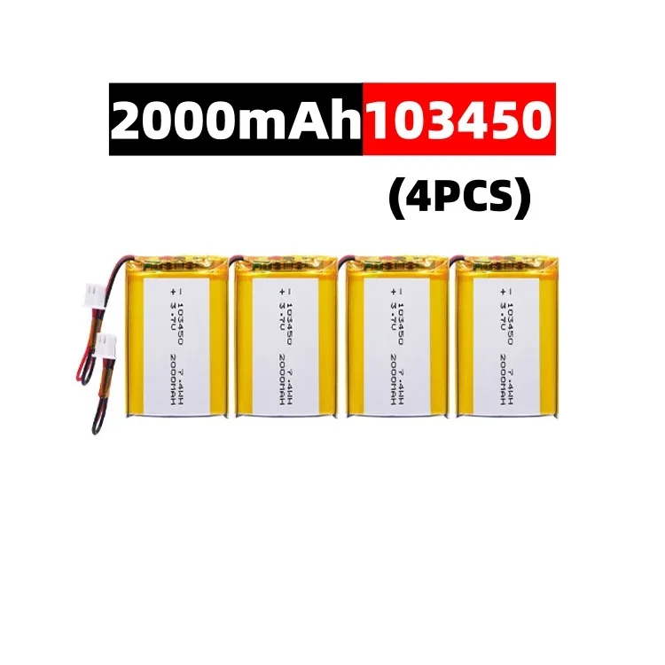 103450 3.7 V 2000 mAh Polymeer Lithium Oplaadbare Batterij jst PH 2.0mm 2pin plug voor Camera GPS navigator MP5 Bluetooth Headset - afbeelding 1