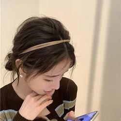 New Korean Vintage Knotted Thin PU Leather Solid Color Headband Womans Temperament Elegant Hair Bands Hair Hoop Hair Accessories