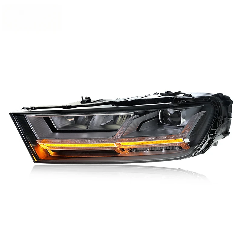 Suitable for 2016-2019 Audi Q7 Headlight Assembly Modification High-End Aircraft Style LED Daytime Running Light Turn Signal Len