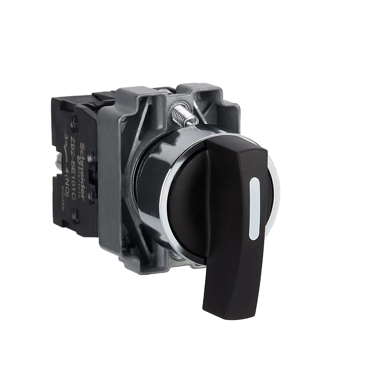 XB2BJ25 XB2BJ25C = ZB2BZ105C + ZB2BJ2C Bouton tournant noir diam 22 à crosse 2 positions 1O plus 1F