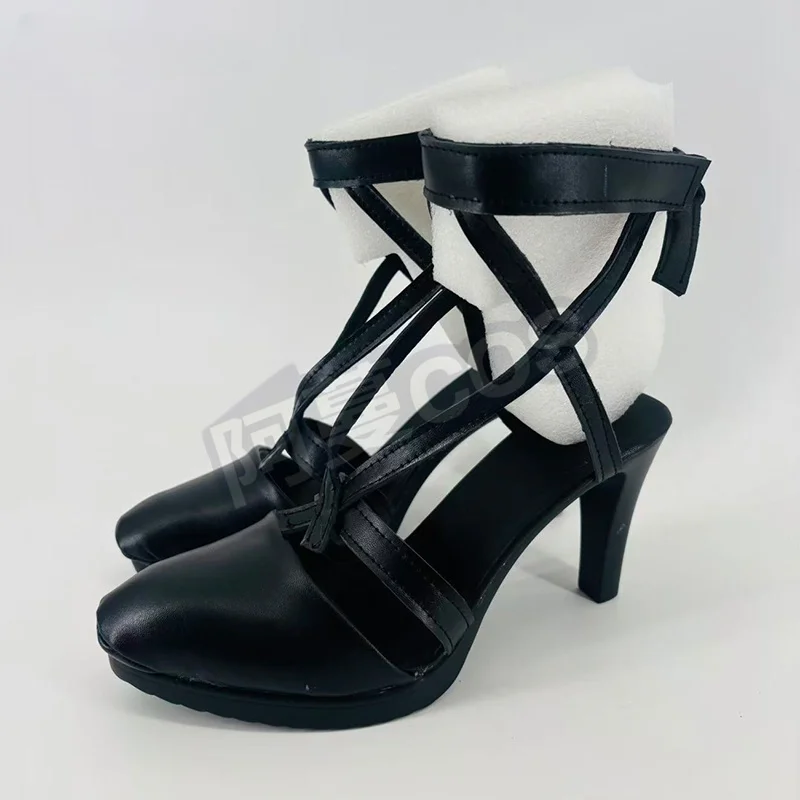 Soul Eater Maka Albarn Cosplay Sandals Black Faux Leather Halloween Party Shies