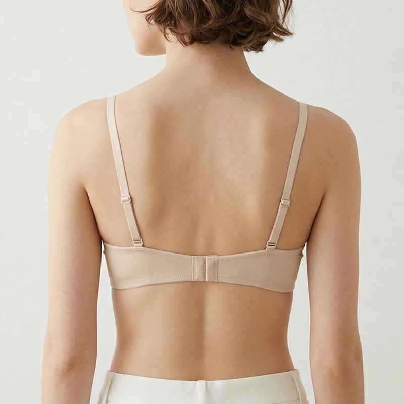 88% Mulberry Silk Bra - Barely-There Comfort V-Neck Crossover Wireless Design with Elastic Straps, Smooth & Breathable Lingerie