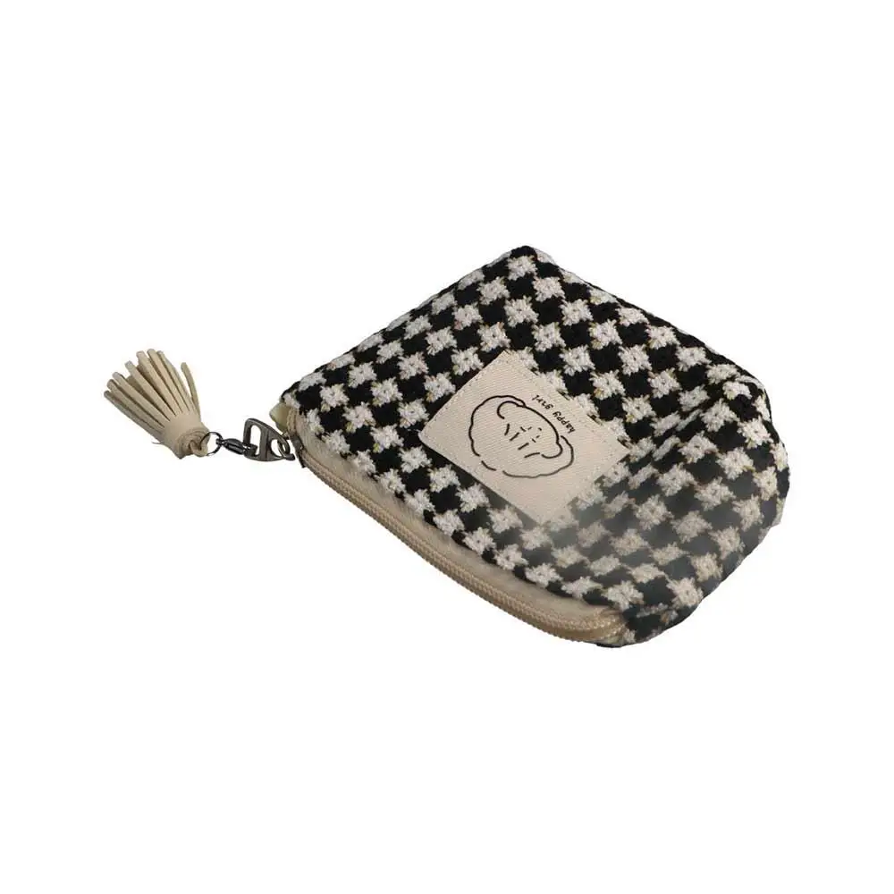 Grote Capaciteit Plaid Mini Portemonnee Geruite Make-up Tas Maandverband Opbergtas Katoenen Doek Kleine Item Tas Tampon Organizer