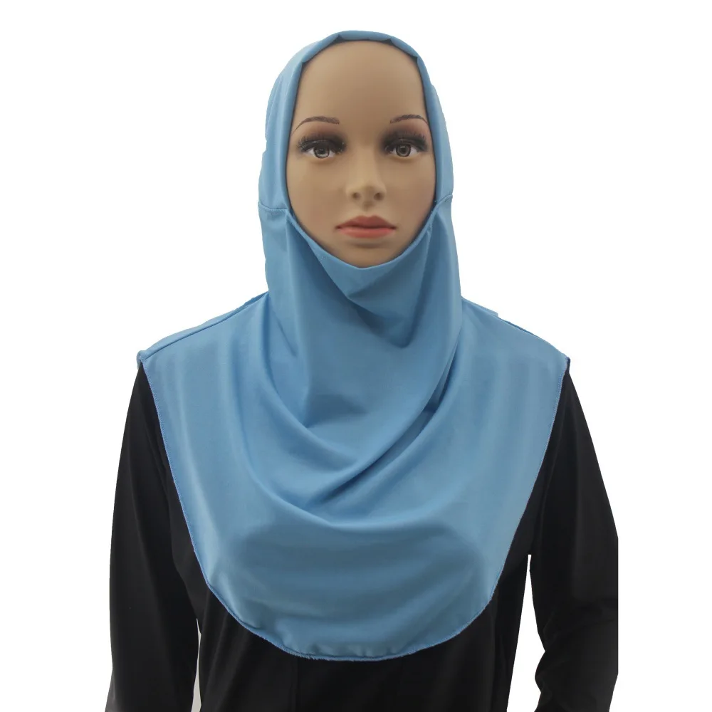 Turbante già realizzato Amira Musulmano Hijab Sciarpa istantanea Donna Foulard elastico Ramadan Islam Preghiera Hijab Tirare su Niqab Headwrap