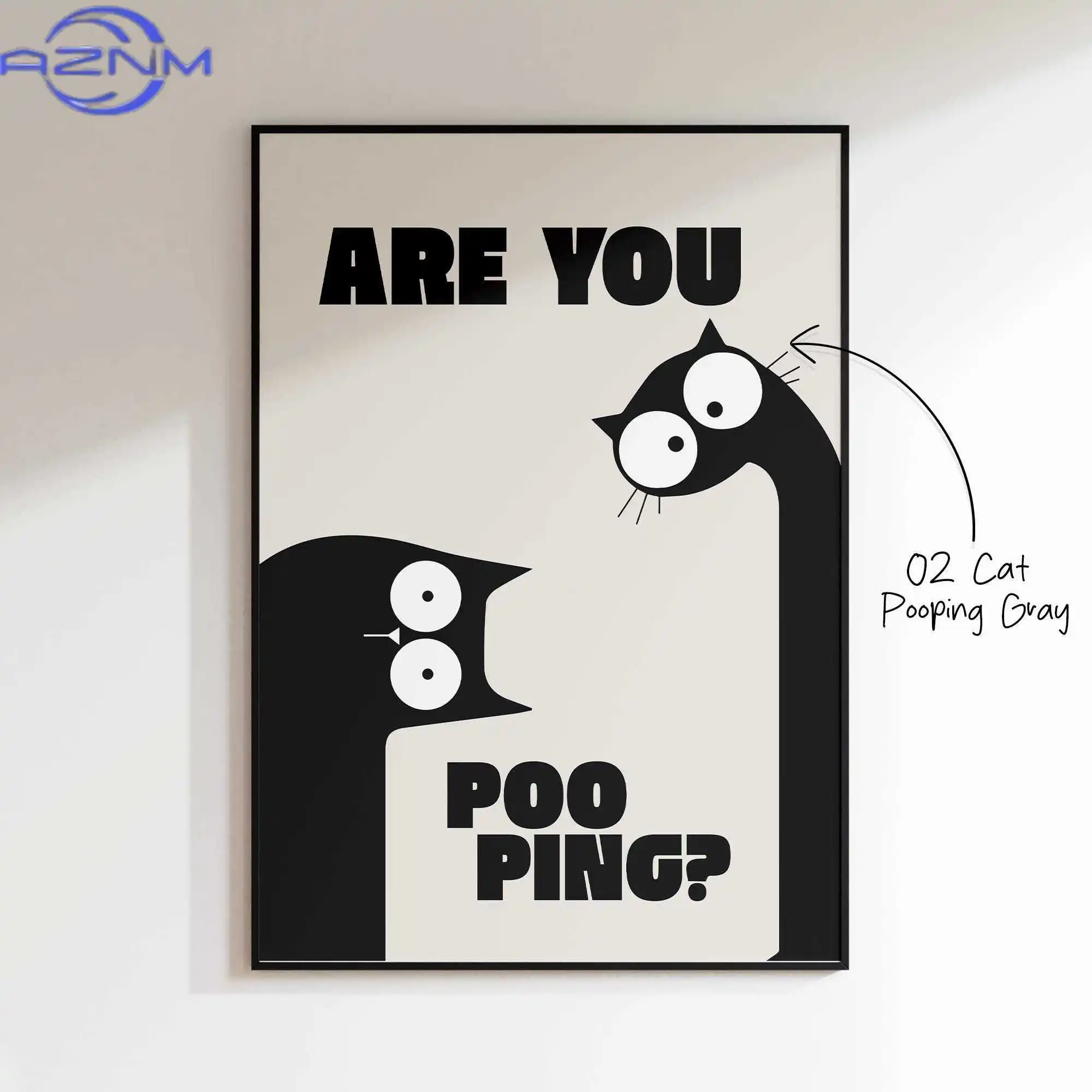 AZNM Funny Cat And Dog Bathroom Poster: 