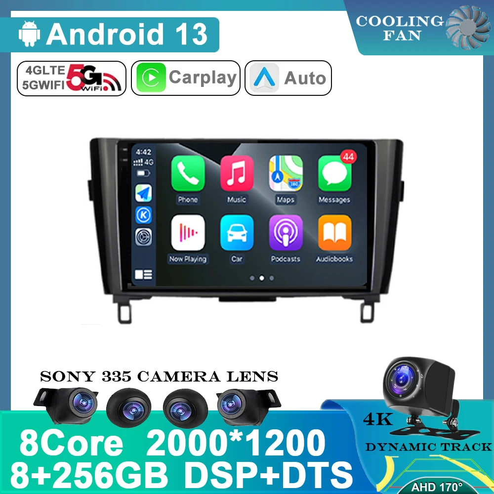 

for Nissan Qashqai J11 X-Trail 3 T32 2013-2017 Android 13 Auto RadioCarplay Car Multimedia Video Player GPS 2din Autoradio QLED