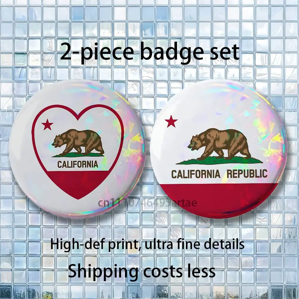 NCR New California Republic Flag Insignia Aesthetic Round Brooch 2piece Set Enamel Trendy for souvenir gift Merch Clothing Decor - view 3