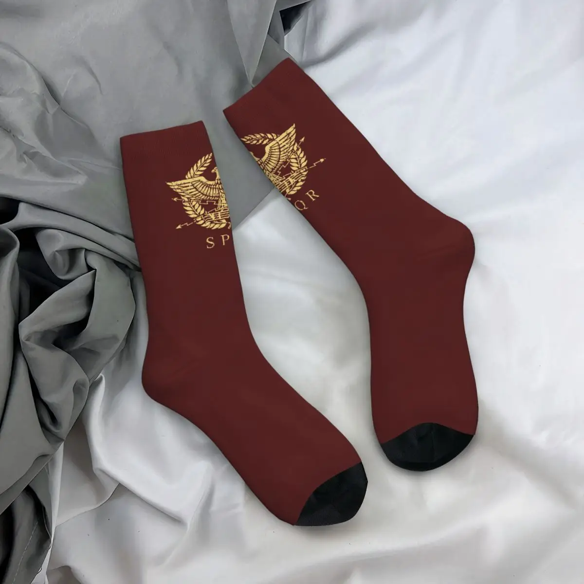 Roman Empire Eagle Emblem Socks Men Women Polyester Funny Happy SPQR Socks Novelty Spring Summer Autumn Winter Socks Gifts