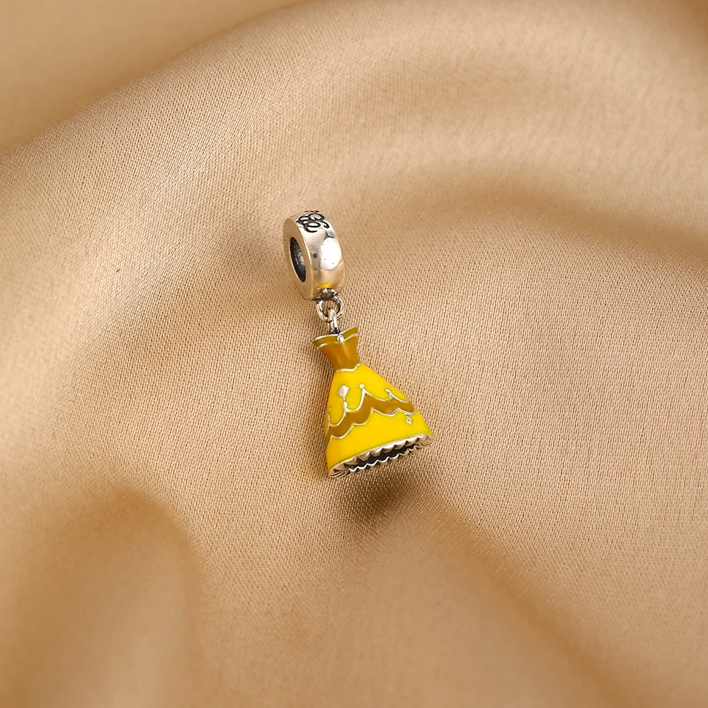 925 silver princess series charm Castle Dress pendant beaded fit original bracelet for women's birthday party gift view 2