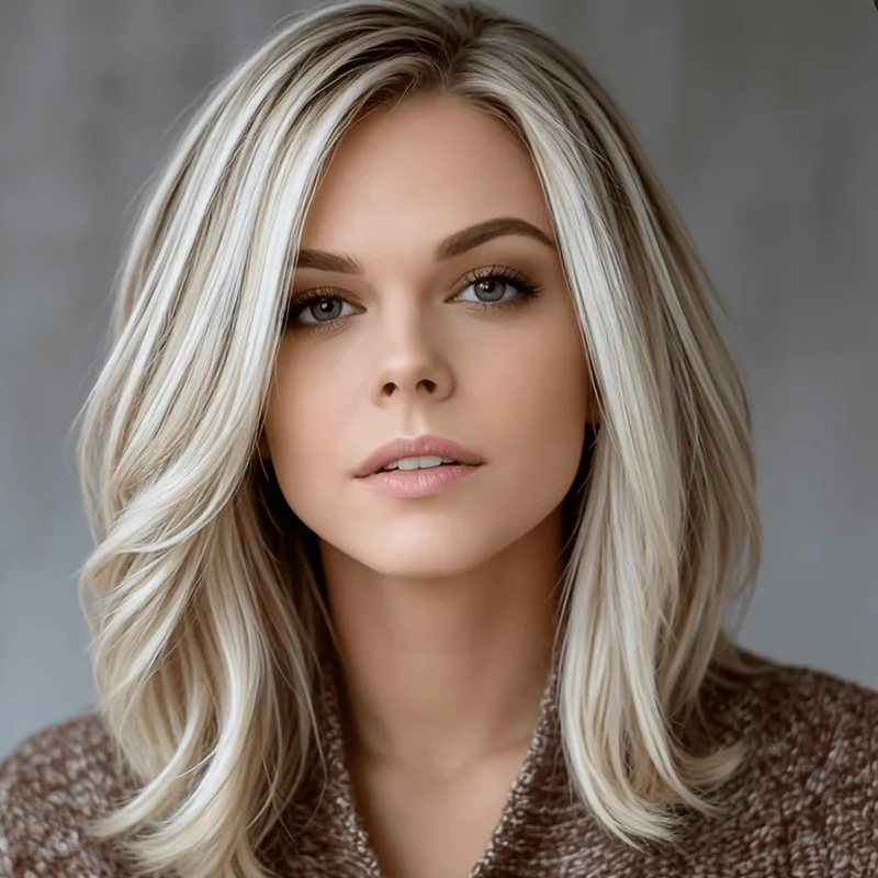 Medium-long hair wig with bangs, breathable rose net, suitable for daily use, full wig