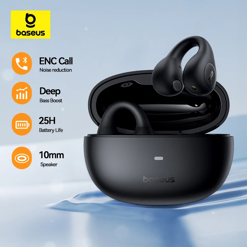 

Baseus AirGo AS01 Wireless Headphones Ear Clip Earphones Bluetooth 5.3 2MIc ENC HD Call Noise Reduction Earbuds Sports Earbuds