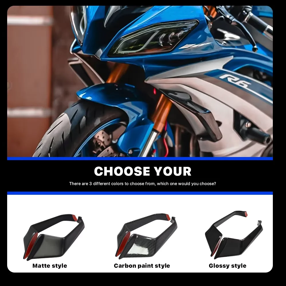 For Yamaha YZF-R6 YZFR6 2008 -2016 ABS Motorcycle Winglet Fixed Wing Spoiler Side Panel Windshield Wing Aerodynamic Wing Fairing