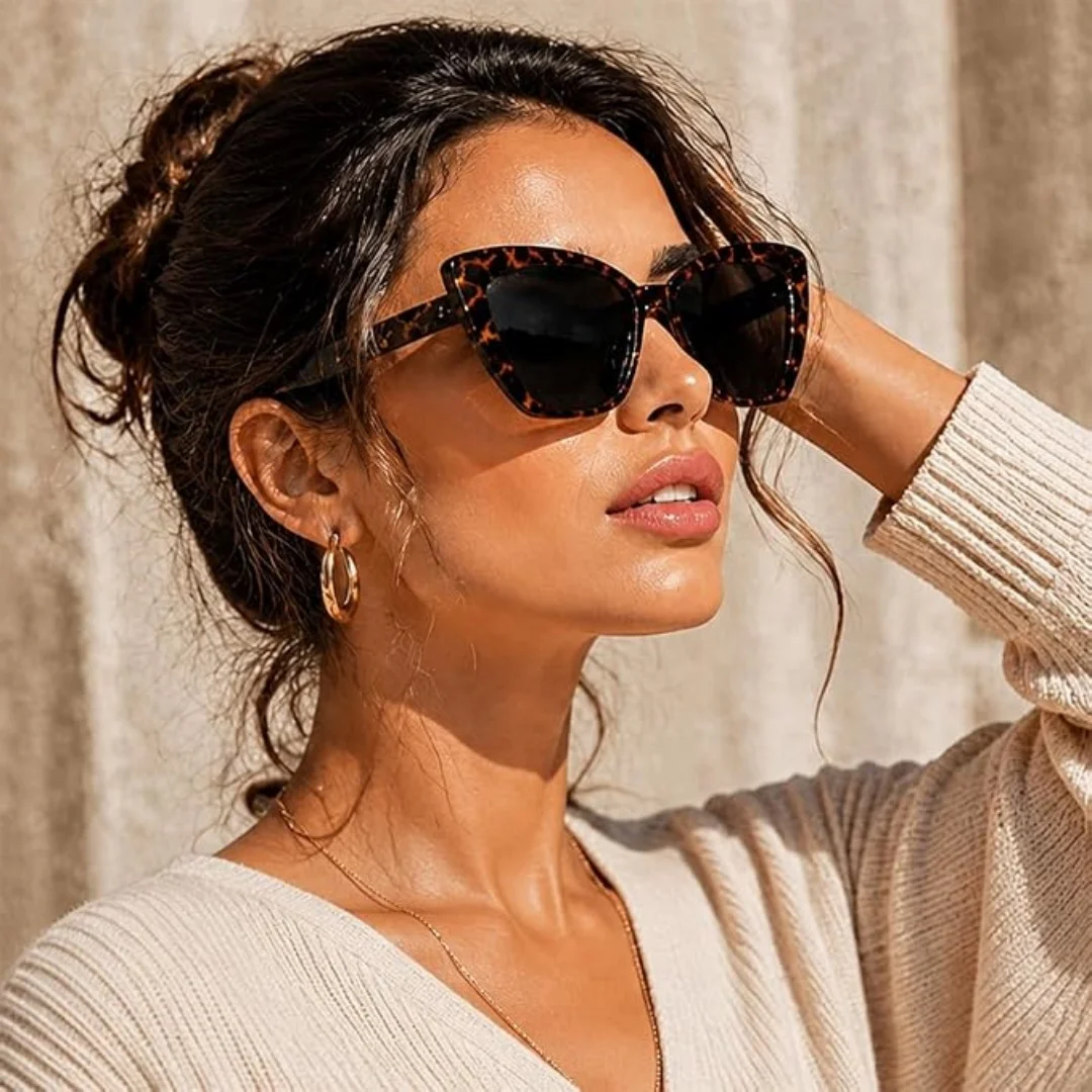 KLASSNUM Large Frame Vintage Cat Eye Sunglasses for Women Men Square Sun Glasses UV400 Protection Goggle Eyewear Shades