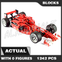 1242pcs Technical 1:8 Scale Moc Simulation F1 Racing Car Red Sport Vehicle 3335 Building Block Toys Compatible with Model