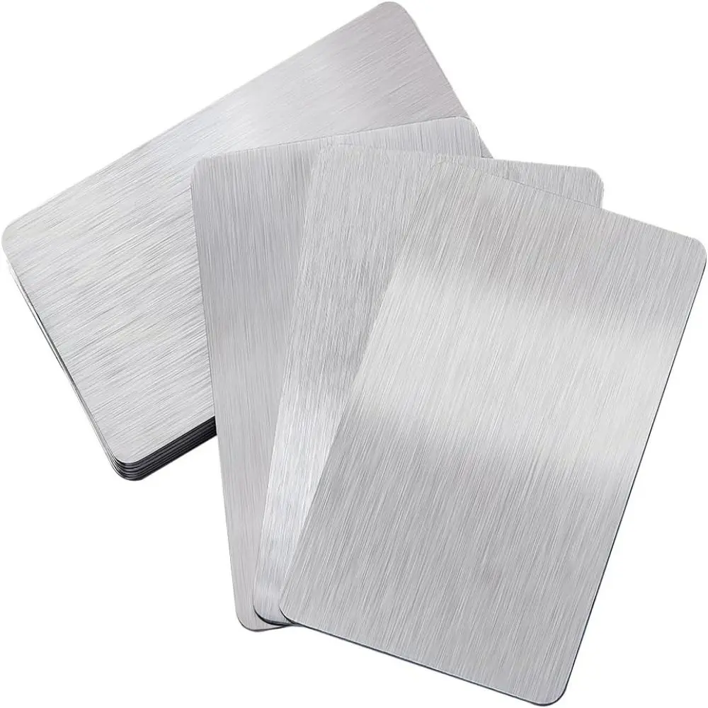 3Pcs Stainless Steel Business Card Blanks Metal Smooth Edge Engraving Cards Rounded Corners Ultra Thick Blank Cards