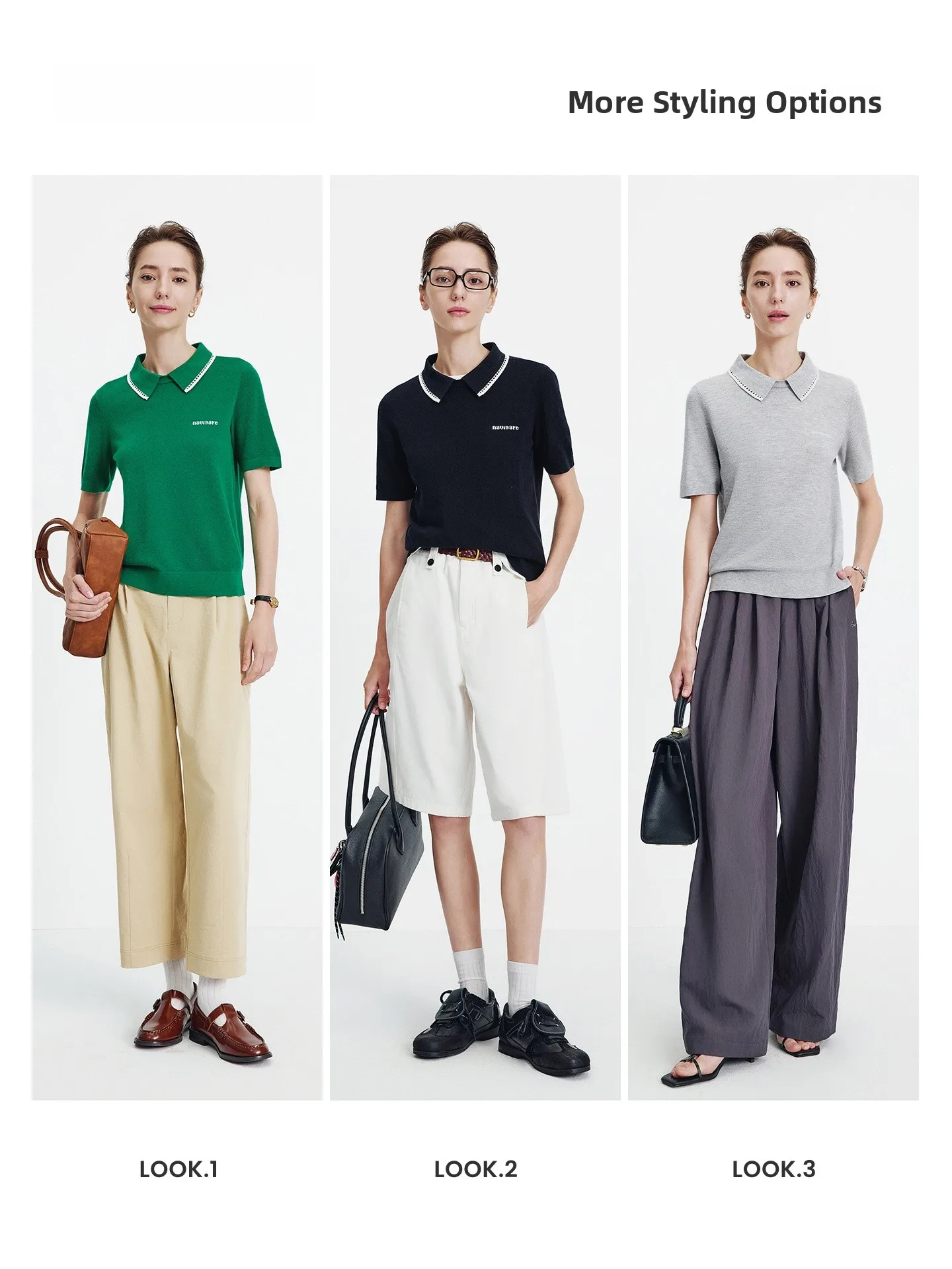 Navigare Ladies Knitted Short Sleeve  Shirt Color Block High Elasticity Spring Summer New Style Commute Friendly Polyeste...