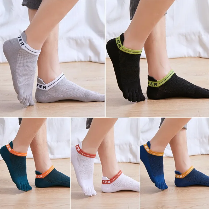 Five-finger Socks Men Cotton Short Mesh Heel Boat Socks Breathable Five-toe Toe Summer Cotton Socks Set