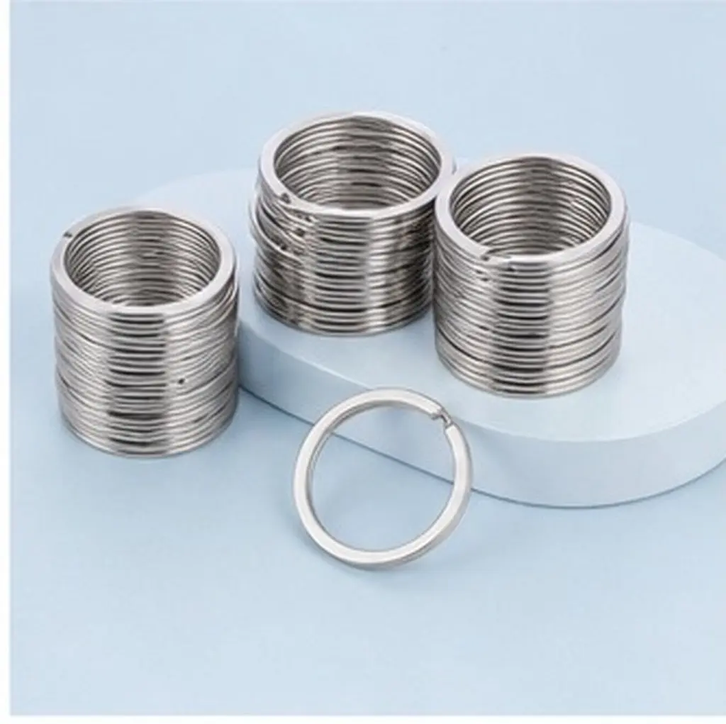 100Pcs Flat Stainless Steel Key Rings 32Mm Split Circle Rings Heavy Duty Rust Proof for Office Home Keys Organizer Craft