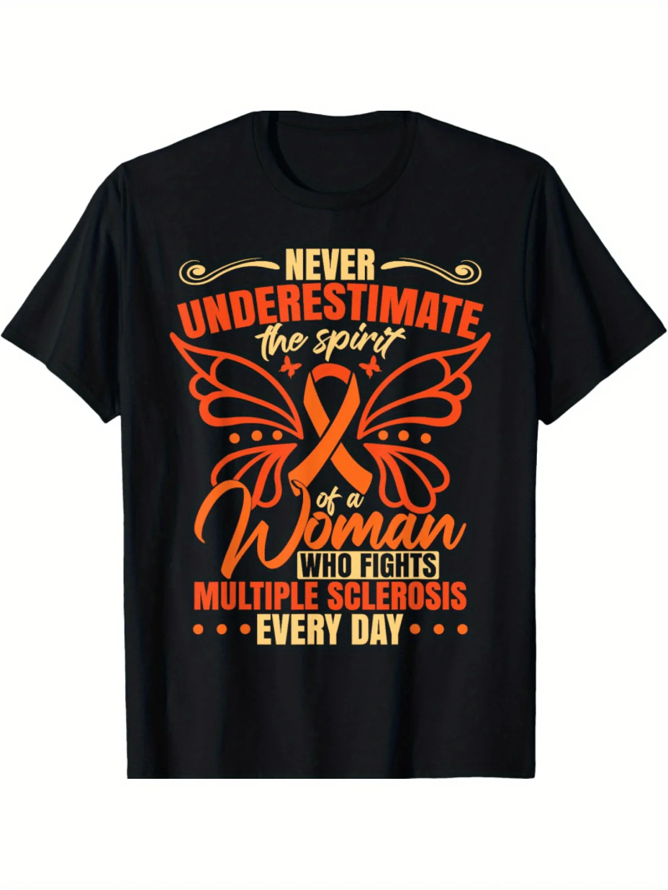 Empowering Multiple Sclerosis Fighter Men's Comfortable Cotton T-Shirt - Stretch Fabric, Round Neck, Machine Washable, Casual