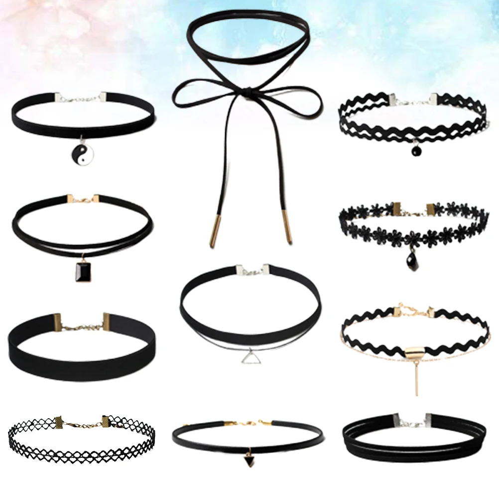

11pcs Choker For Women Black Gothic Gothic Chocker Style Lightweight Fashion Pendant Daily Wear Gift Idea Choker
