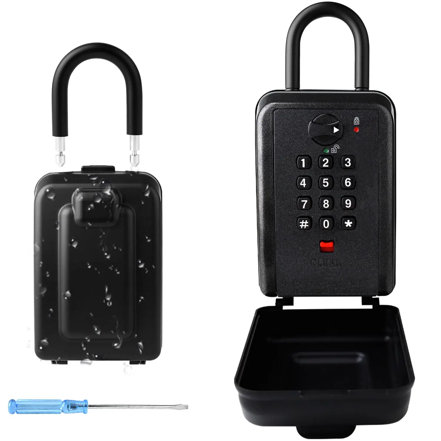 Key Lock Box Waterproof Lock box 12-Digit Combination Lock Box for Keys with Code Wall-mount Hanging Key Hiders Safe Security