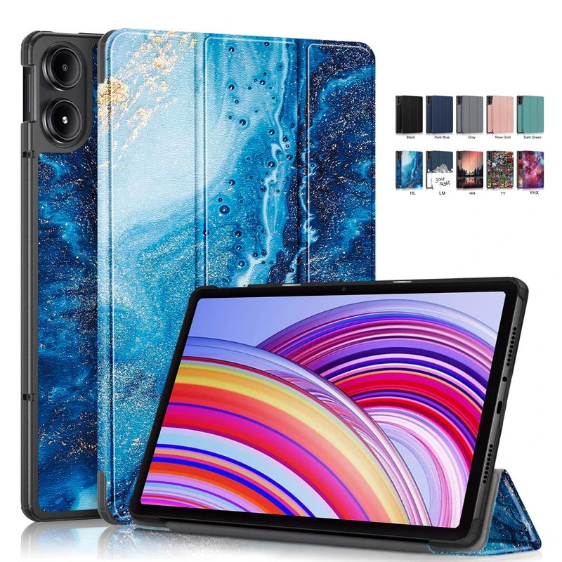 

For Xiaomi Redmi Pad Pro Case 2024 Leather Painted Folding Hard Cover For Funda Redmi Pad Pro 12.1 Case For Poco Pad Cover Capa