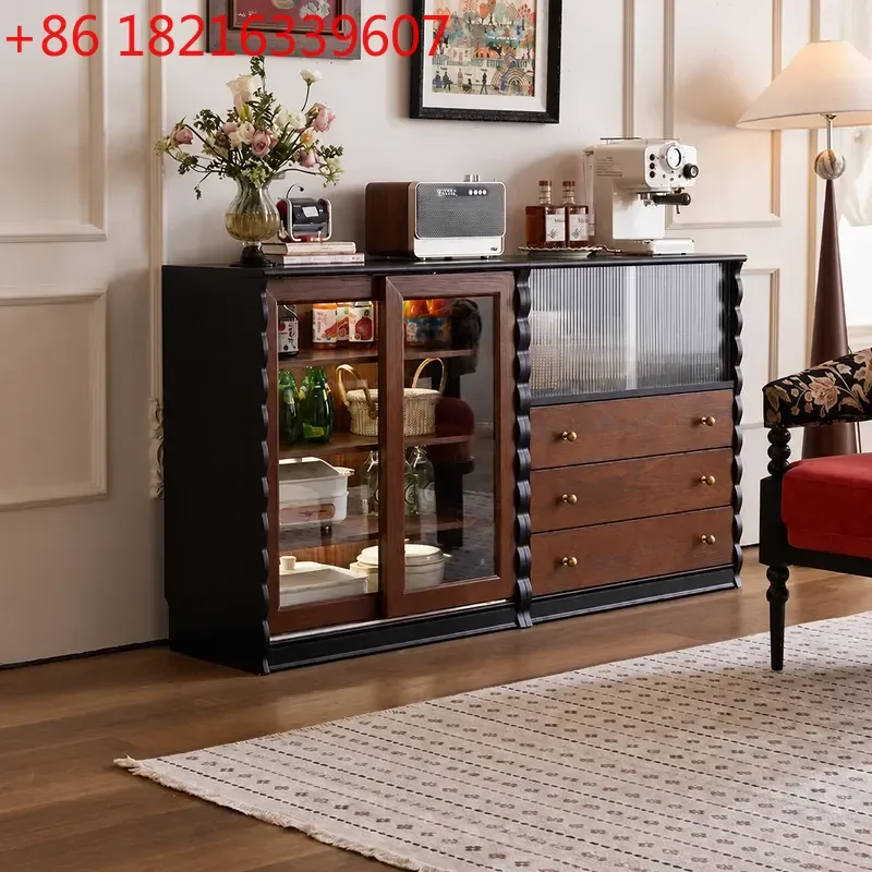 YAO Retro Living Room Display Cabinet Floor Storage Unit Bedroom Jewelry Organizer Modular Combination Chest Furniture