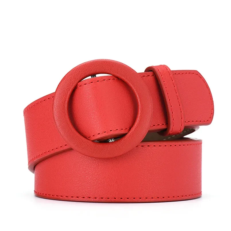 

Women's Belt Round Buckle PU Leather Fashion Accessories Waistband Brown Red Khaki Waist Belts Arnes Mujeres Cintura Ceinture