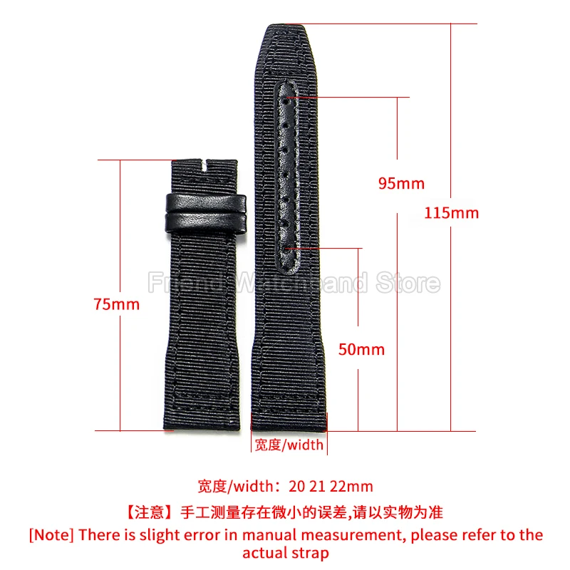 20 21 22mm Flat Interface Comfortable Watch Bracelet for IWC Spitfire Little Prince Portuguese Chronograph Nylon Watch Strap