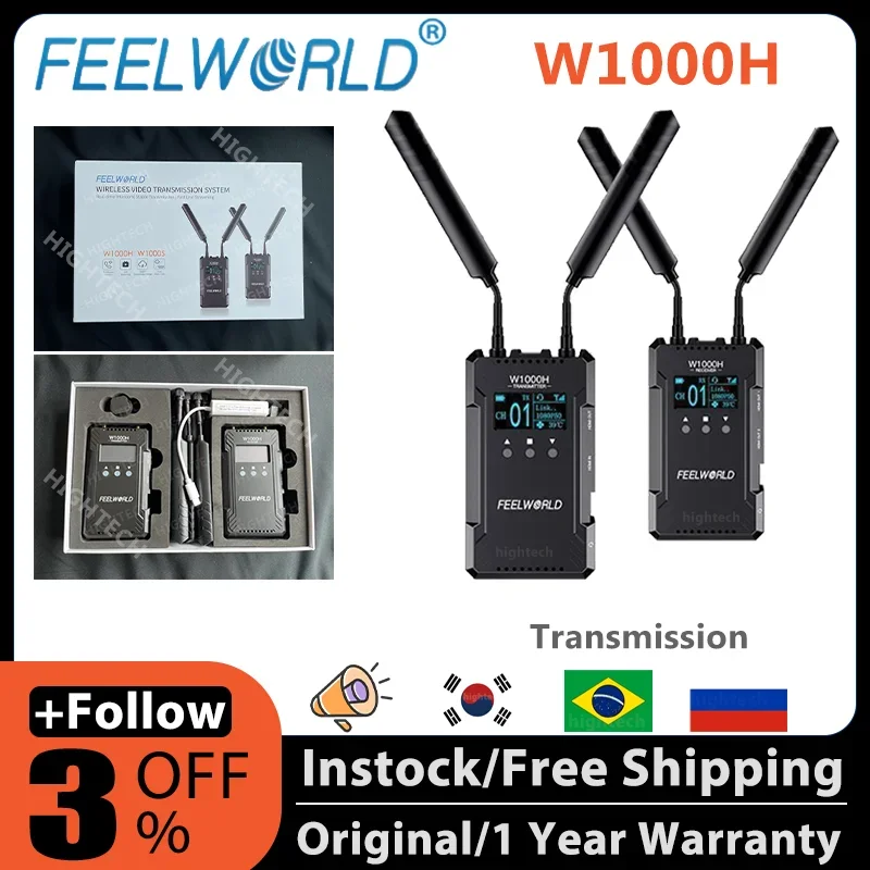 FEELWORLD W1000H Wireless Video Transmission System 1080PHD 1000FT HDMI-compatible WIth Full Duplex Intercom 0.08S Lantency