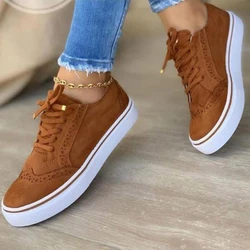 New Women Casual Shoes Fashion Solid Color Lace-Up Breathable Flats Simple Comfortable Round Toe Loafers Tenis Fashion Feminino