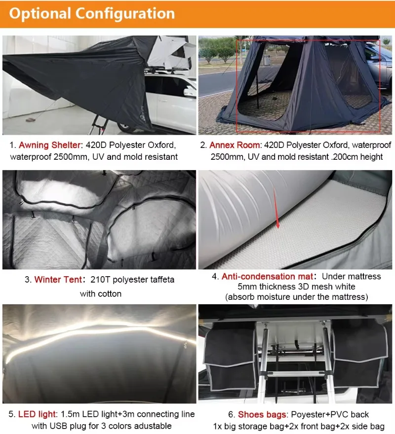 4X4 Roof Tent Car Roof Top Tent Travel Large Window New Rooftop Tent 4 Person