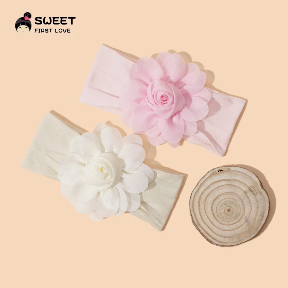 Headband For Kids Girls Solid Chiffon Flower Hair Band Baby Girls Soft Nylon Elastic Newborn Headwear Chlidren Hair Accessories