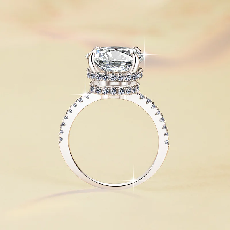 

Женское круглое модное кольцо с четырьмя зубцами PT950 Platinum 5Ct Moissanite - Модное благородное, смелое, подходит для галактики и вечеринок