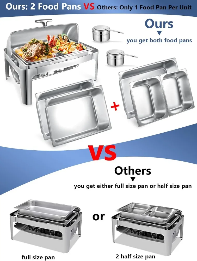 Imagem -04 - Retangular Roll Top Chafing Dish Buffet Grupo Catering Food Warmer para Festas Casamento Aniversário Natal