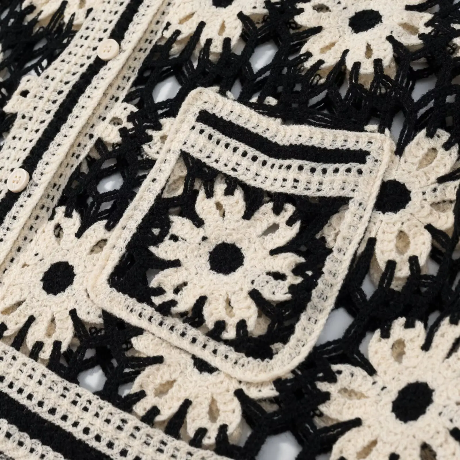 Moda oco para fora gancho flor cor bloco feminino cardigan aberto outono novo estilo suave high-end sentimento outerwear